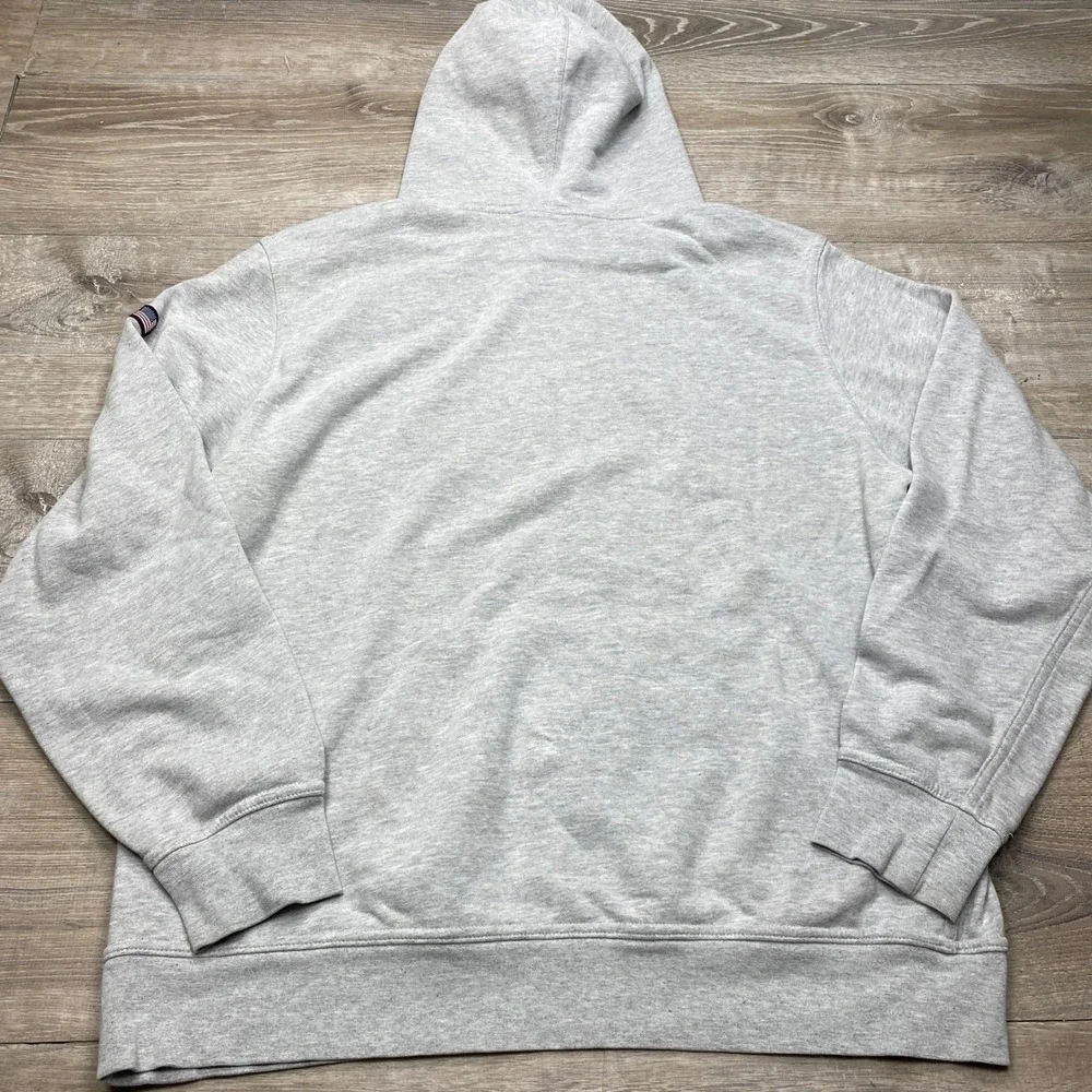 The North Face Hoodie Mens XL Gray USA Graphic Flag Patch Fleece Pullover